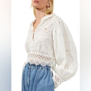 French Connection Biton lacy baloon sleeve blouse
